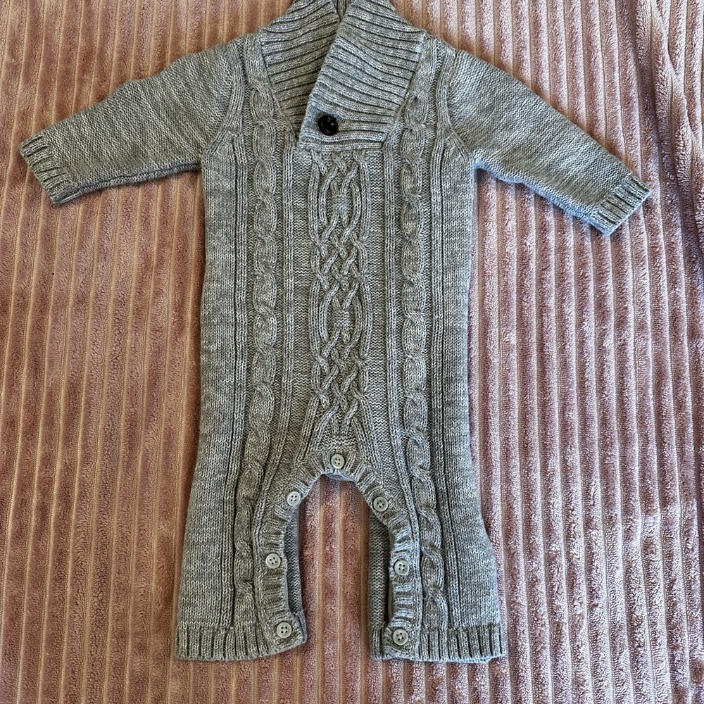 Baby Boy’s Cable Knit Outfit Onesie - Picture 1 of 3